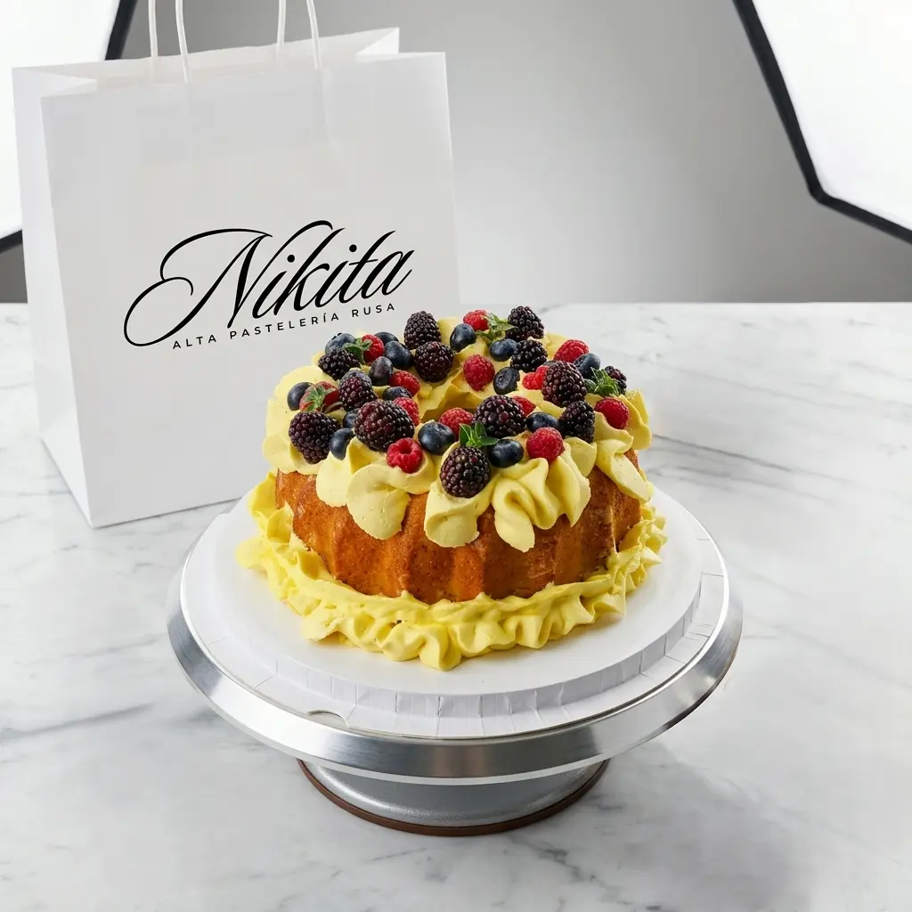 Pastel de naranja con logo Nikita