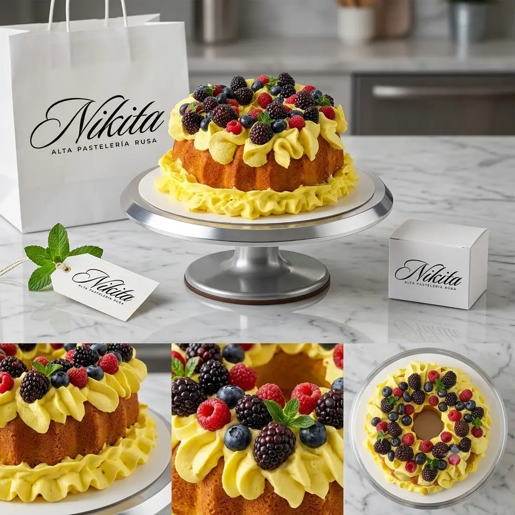 Pastel de naranja cuatro foto con logo Nikita