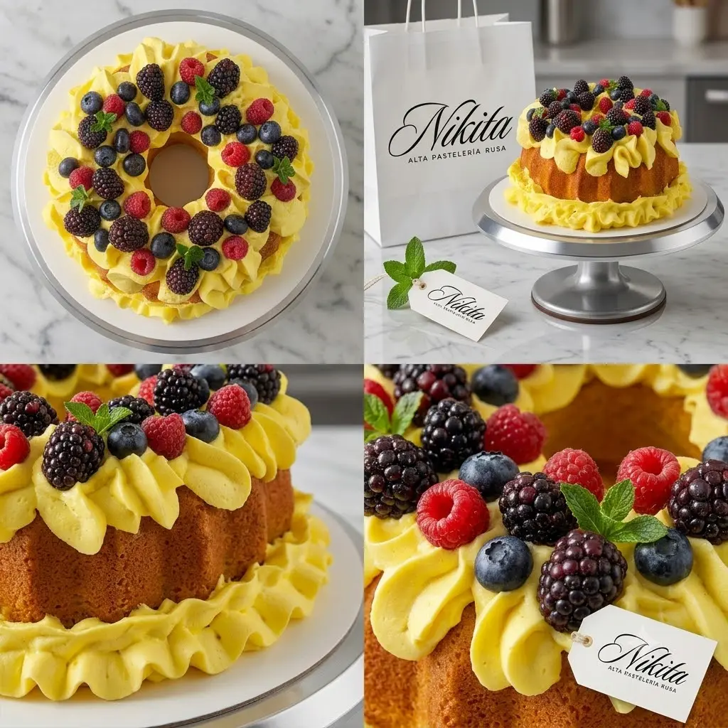 Foto Pastel de naranja con logo